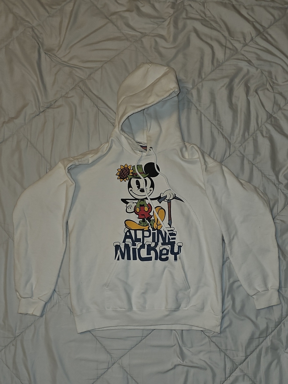 Hanes Vtg Hoodie Mickey Print S Fleece Lined Sweater Ultimate Cotton Unisex